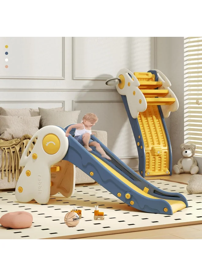 HI-FINE Toddler Slide and Climber Playset with Basketball Hoop, Sturdy Indoor and Outdoor Playground for Kids (120 cm Length) q0vn6