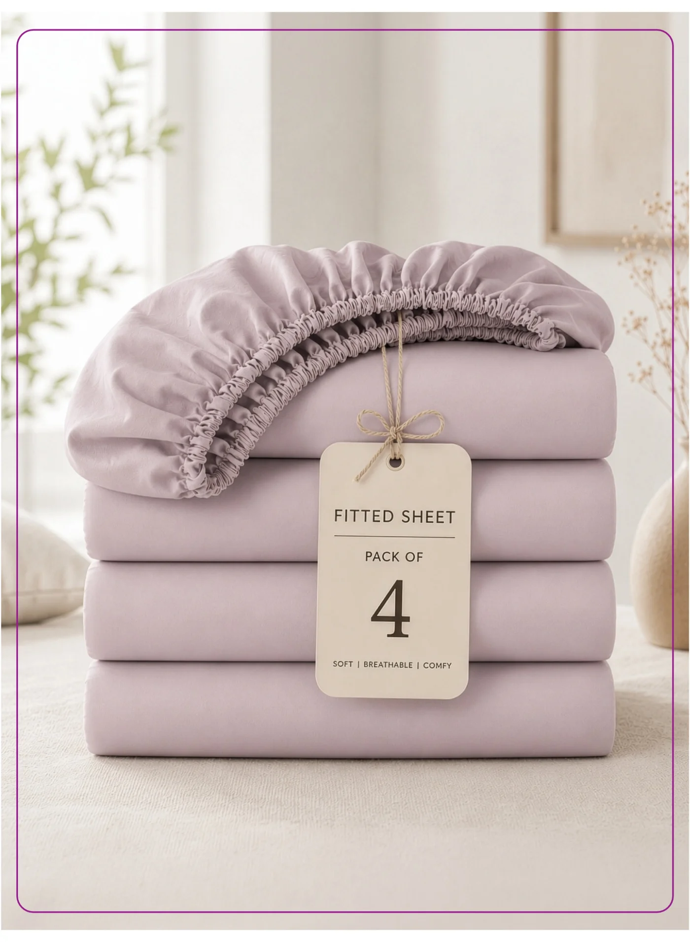 Donetella King Fitted Sheets Set (Solid, 180x200 cm, Pack of 4) Premium Brushed Microfiber Deep Pocket Bedding 3z8c9