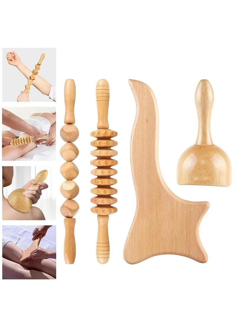 YelaJoy Wood Therapy Massage Kit Professional Body Sculpting Tools (4 Pieces Set) y98ah
