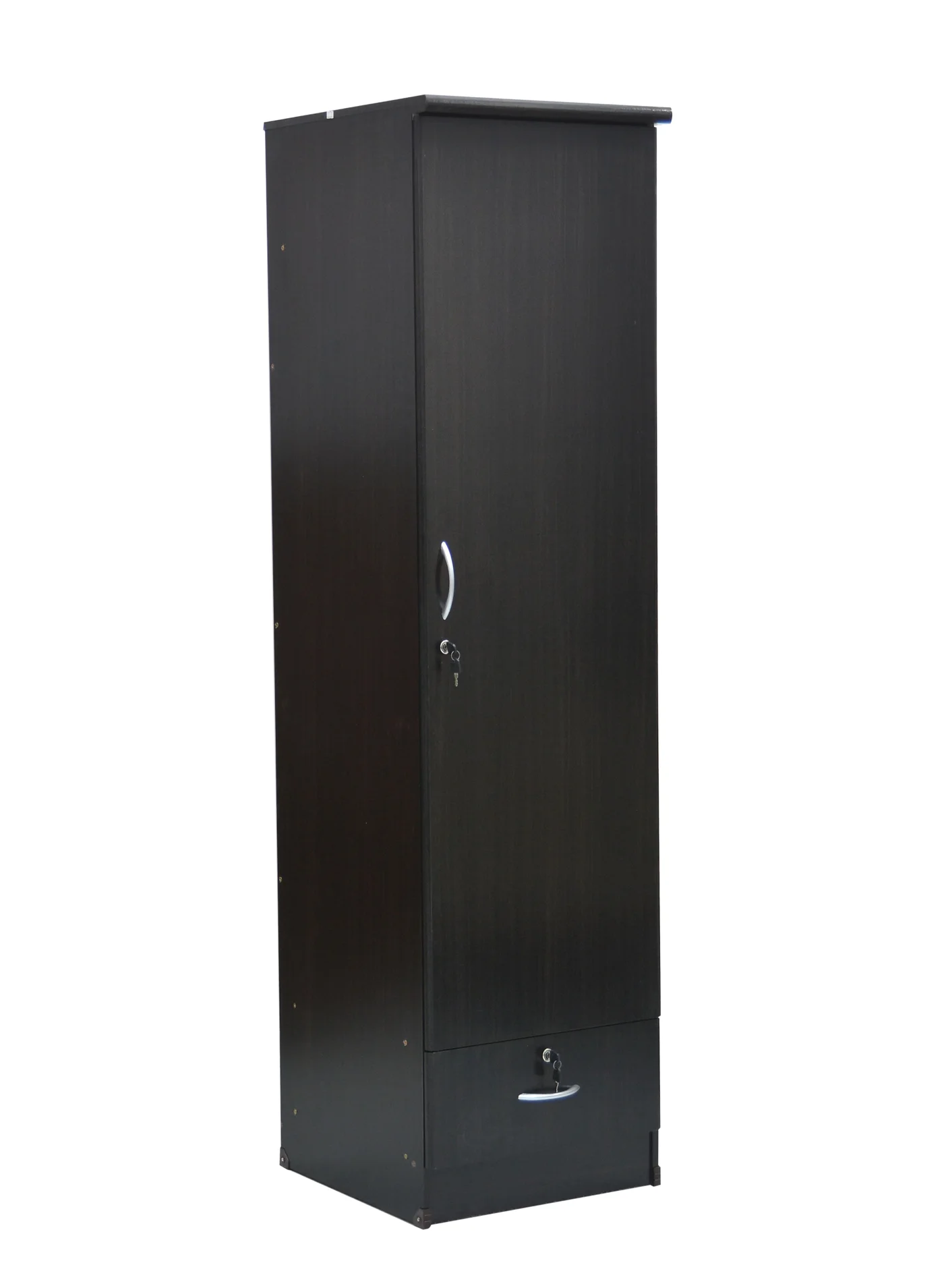 Multi Home Furniture 1 Door Wooden Wardrobe Cabinet with Drawer Lock and Keys (Black, 180 cm) re7x2