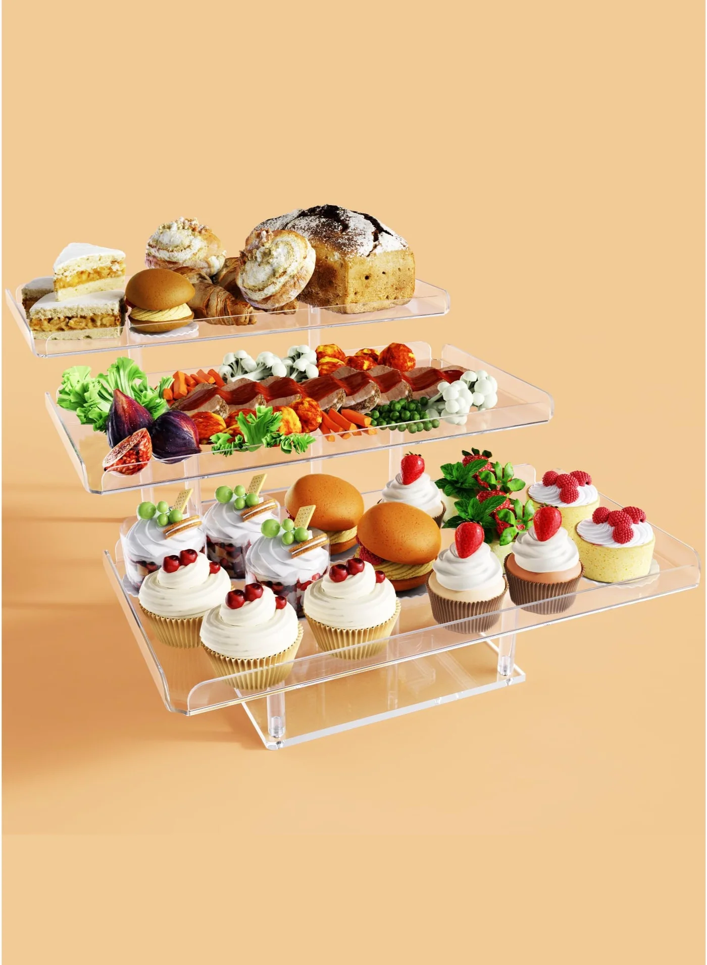 WALALLA 3 Tier Serving Tray Acrylic Dessert Display Stand for Party Weddings (Clear, 30 cm) tf02t