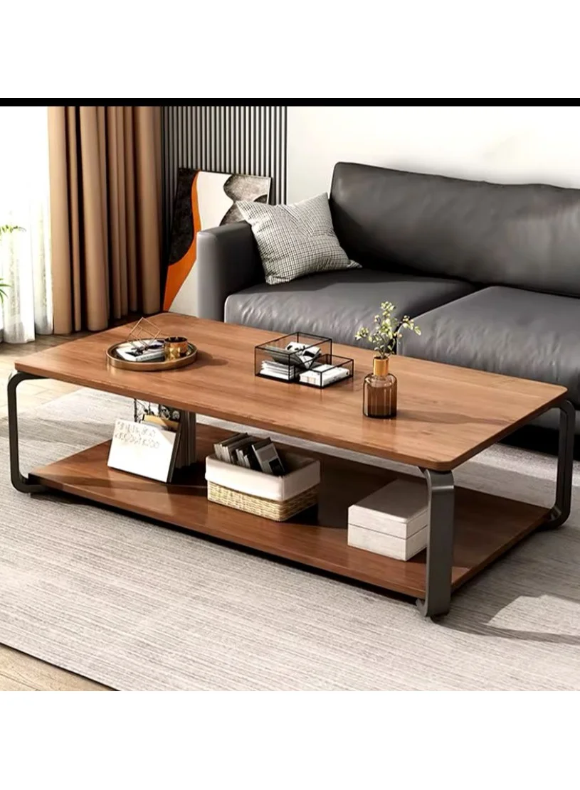 DubaiGallery Industrial End Table with 2-Tier Storage Shelf, Round Sofa Side Table for Living Room and Bedroom Decor (45 cm x 50 cm) 5hir4