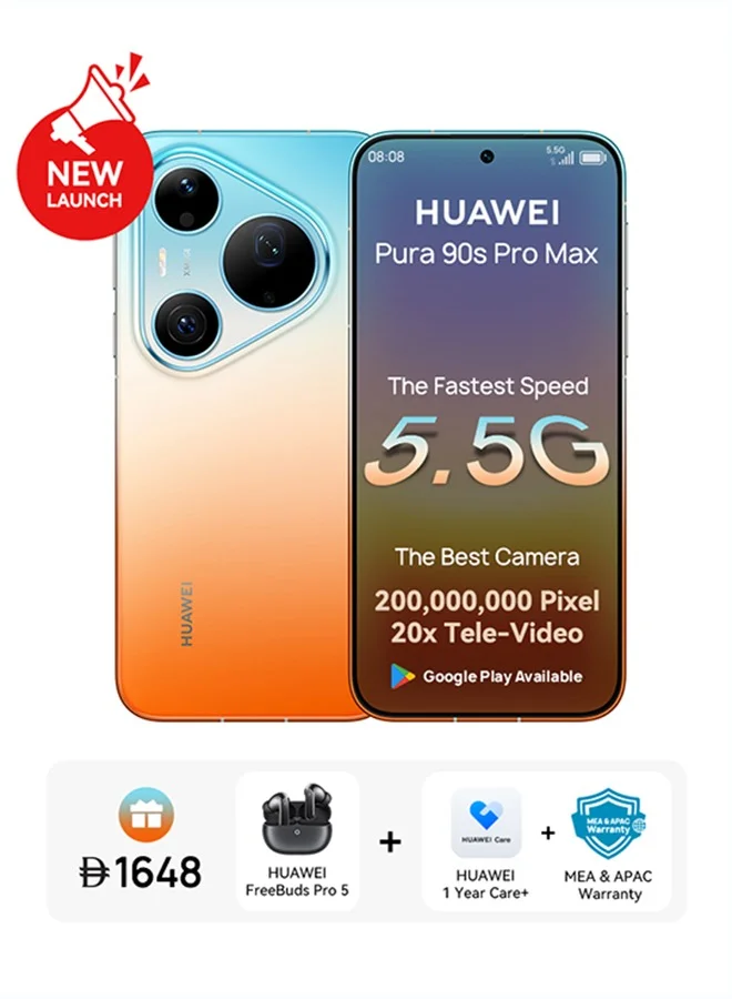 Premium Smartphone 5.5G AI Dual SIM 12GB RAM 512GB Storage (Orange Ocean, 6.9-inch Display) chahj