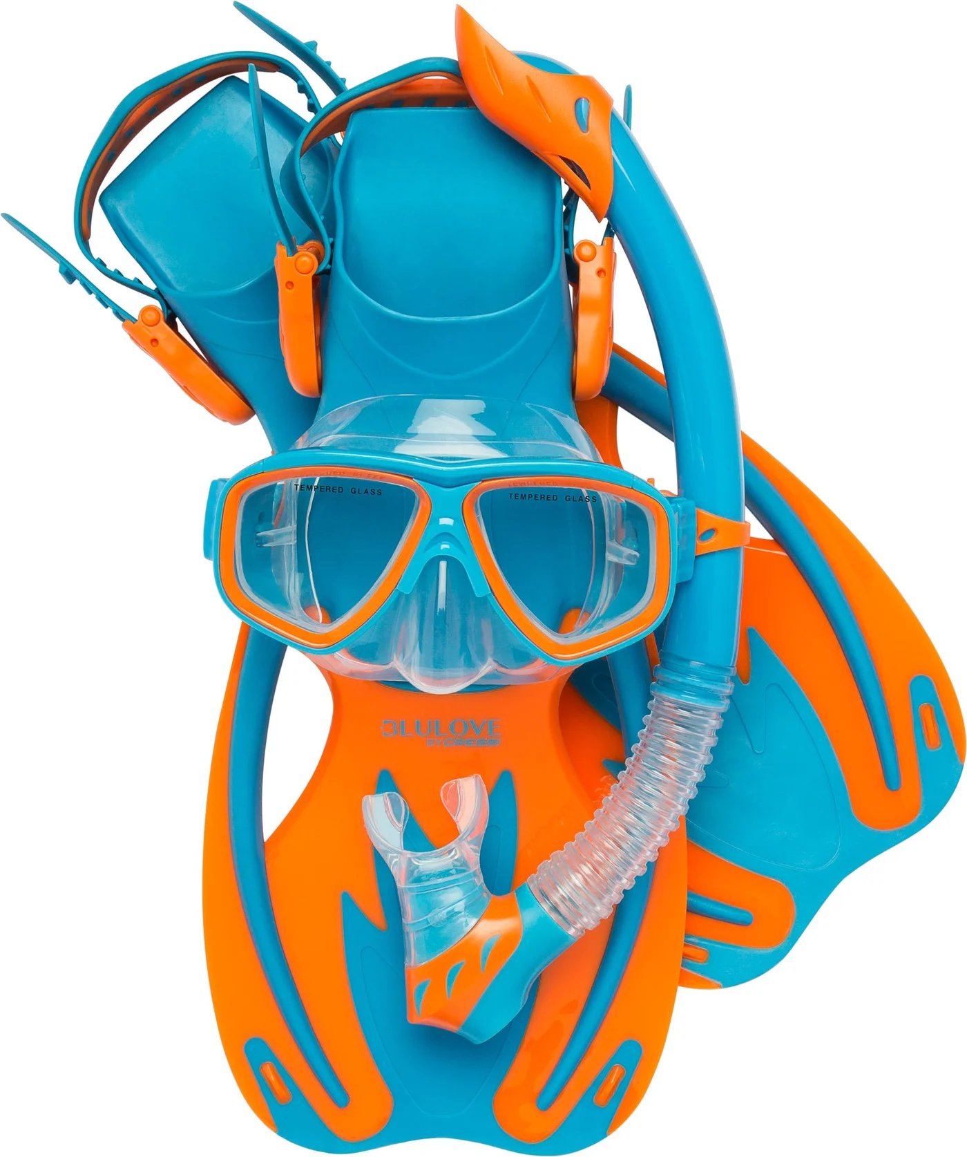 Premium Kids Snorkeling Set Rocks Series Durable Mask and Snorkel Combo (Blue/Orange, S) c1x7o