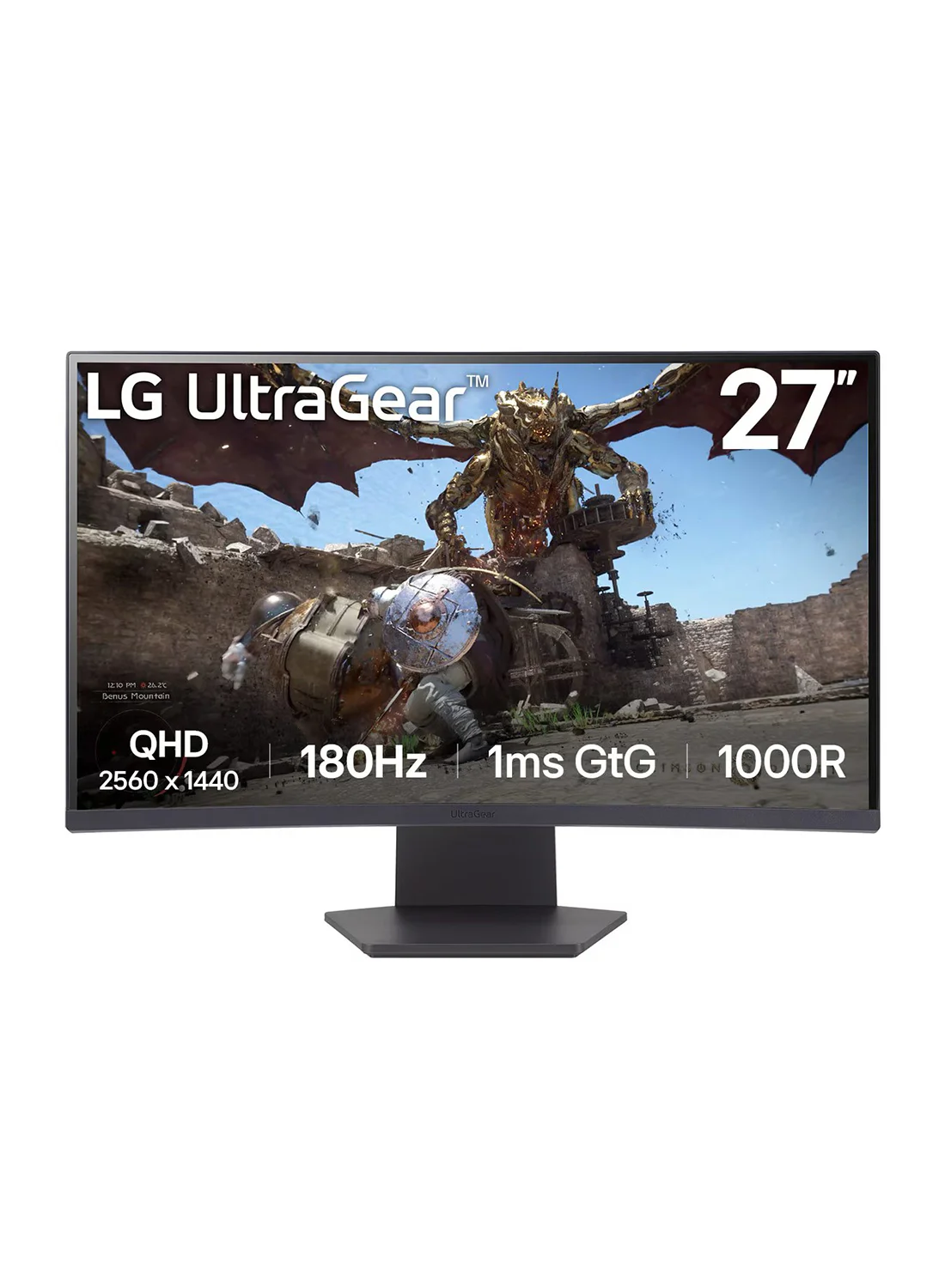 Ultra-HD 27-inch QHD 1000R Curved Gaming Monitor, 180Hz Refresh Rate, 1ms Response Time, HDR10, Borderless Display (Black, 27-inch) 7b23y