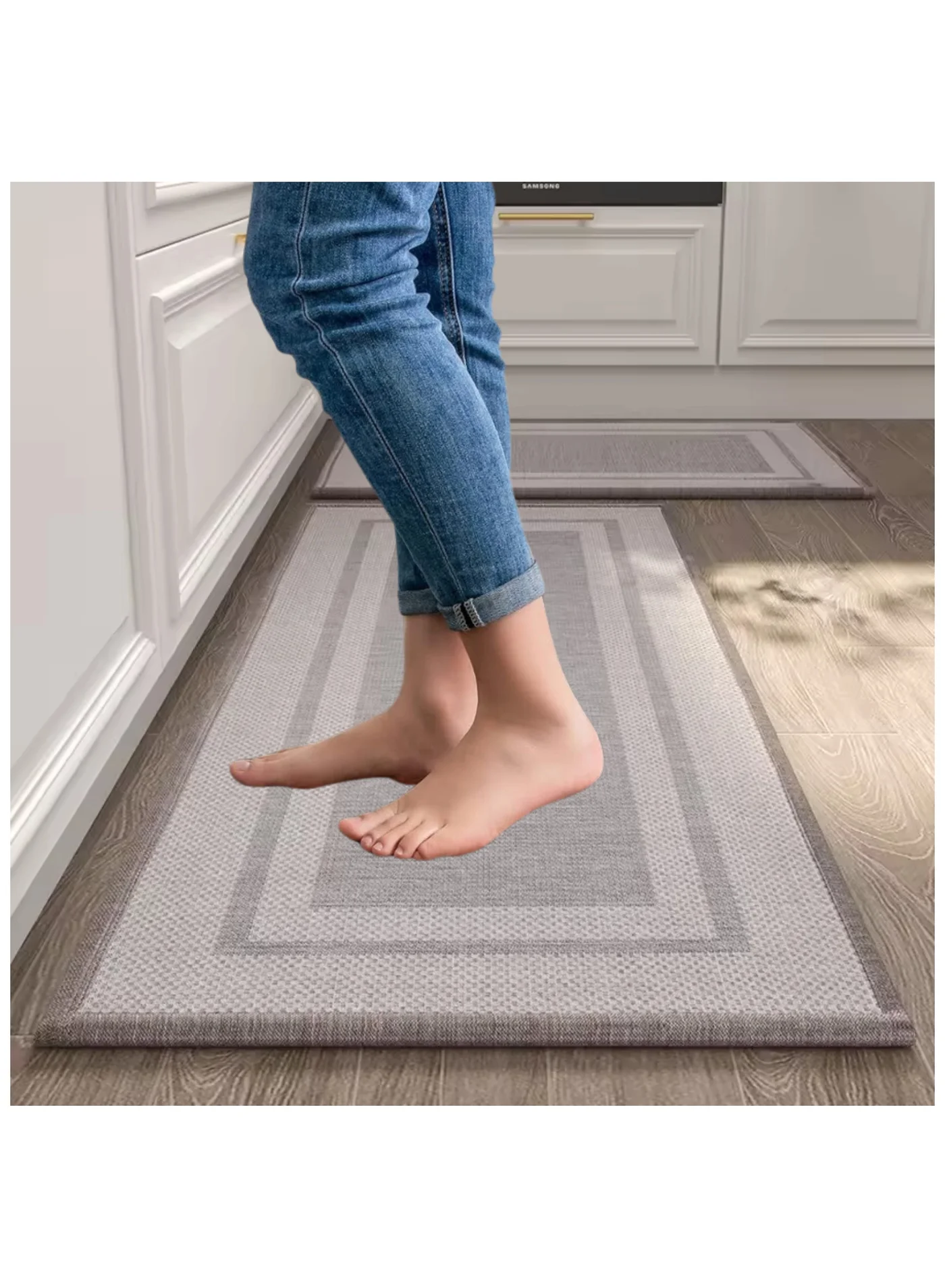 MEKITON Premium Anti-Fatigue Kitchen Mat Set, Non-Slip Rubber Floor Rugs for Home and Laundry Room (Grey, 45x120cm and 45x75cm) xanba