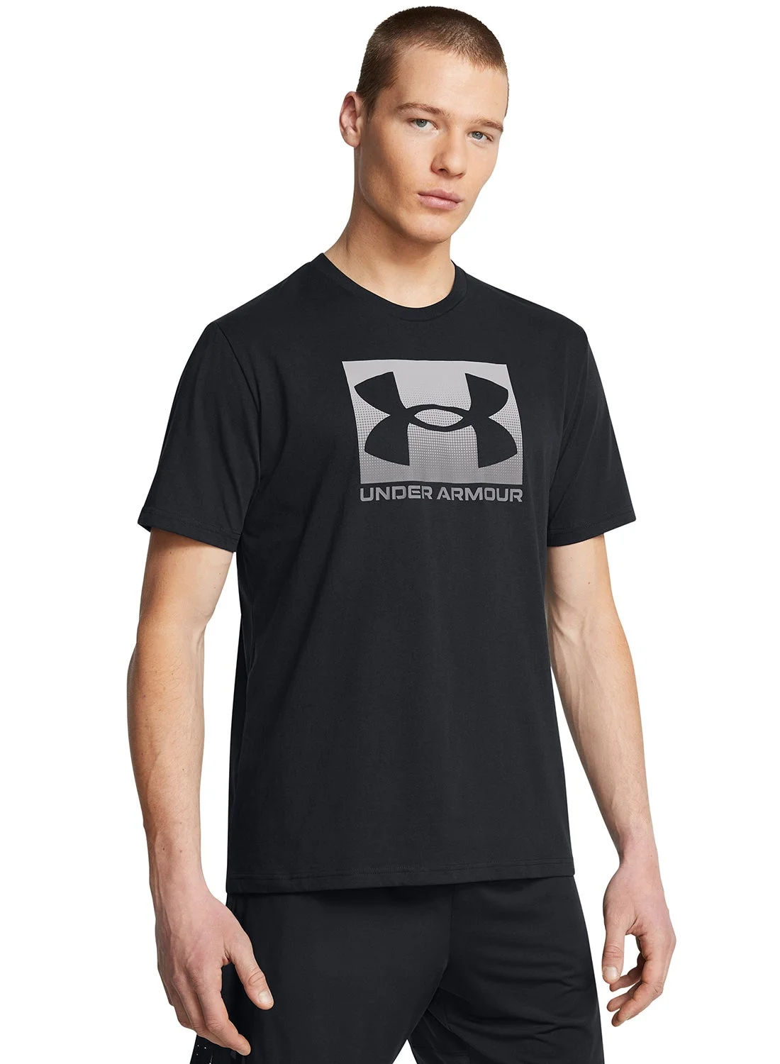 Athletic Boxed Logo Graphic T-Shirt Premium Cotton Crew Neck Casual Tee (Unisex, Adult) xdwkz