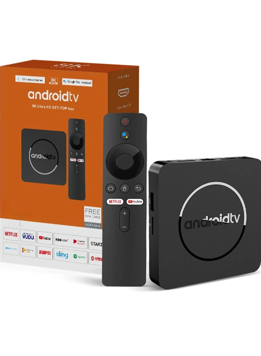 SYXUMLKLS Android 14.0 Smart TV Box Media Player with Dual Wi-Fi and Voice Remote (4K Ultra HD) 9w8w6