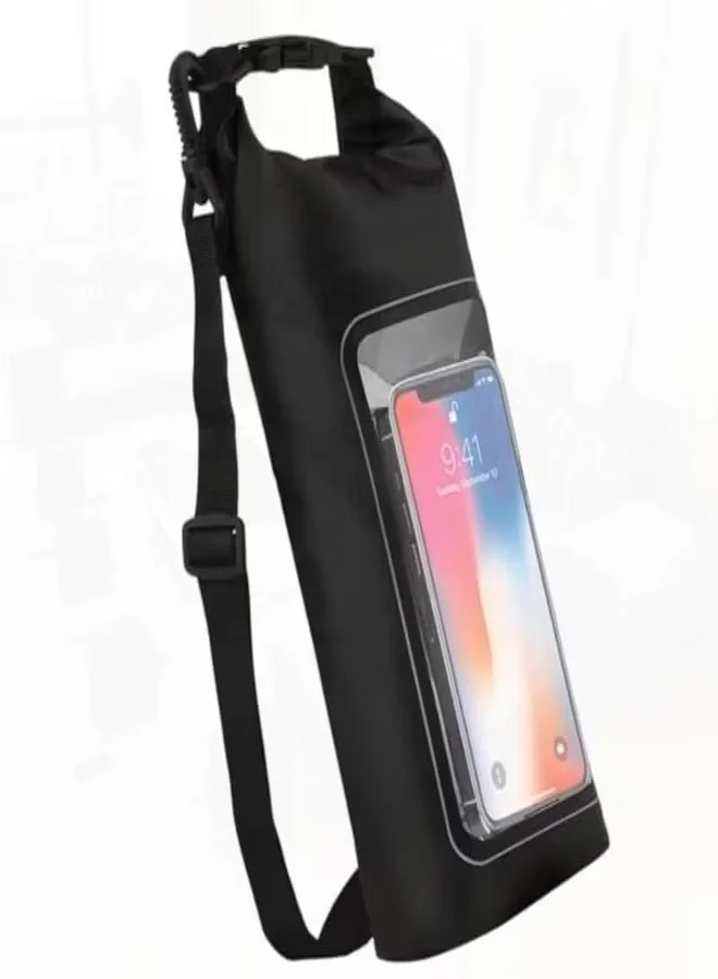 Universal Waterproof Phone Pouch Dry Bag with Secure Roll Top Seal for Swimming Boating and Kayaking (Black, 1 Pack) onmkt