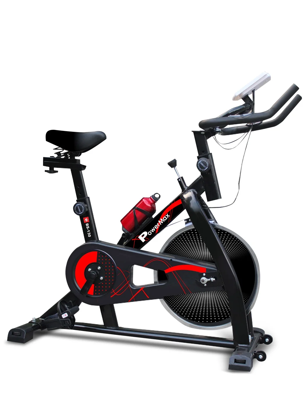 Premium Indoor Spin Exercise Bike with 8kg Flywheel and LCD Monitor (Black, 130kg Capacity) ol7tp
