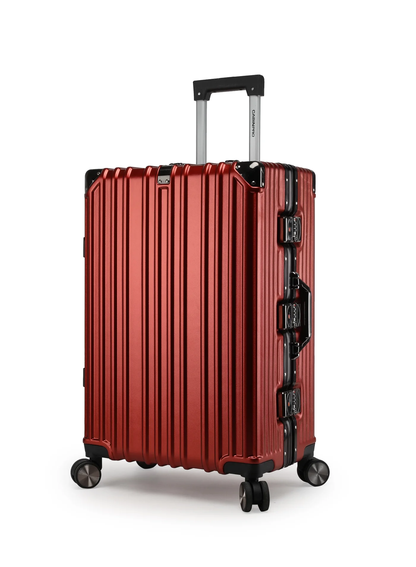 CABINPRO Lightweight Polycarbonate Hard Shell Luggage Trolley with Aluminum Frame and 360 Degree Spinner Wheels (Maroon, Medium) 8w1v7