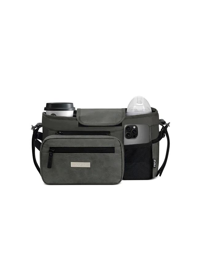 Neobreez Universal Stroller Organizer Bag with Insulated Cup Holders and Phone Pocket (Black, 35cm x 15cm x 10cm) tx1i6