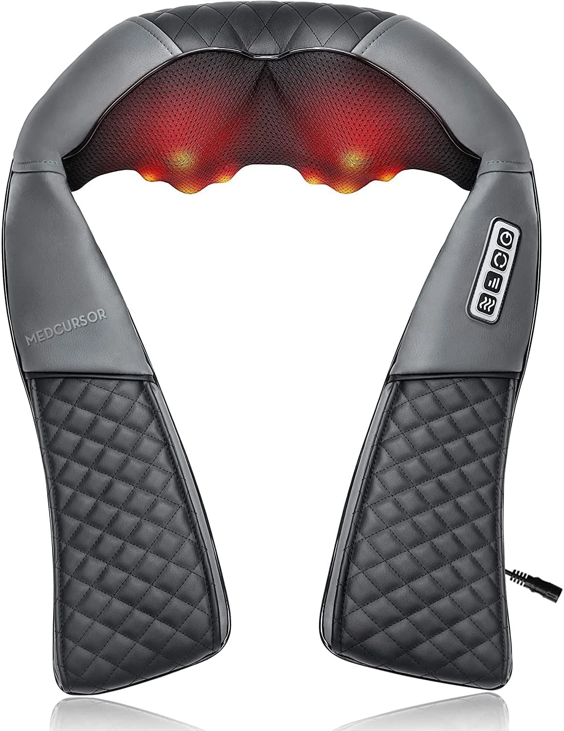 Premium Electric Shiatsu Neck and Back Massager with Heat 3D Kneading Pillow for Muscle Relaxation (Portable, Corded) l4ulh