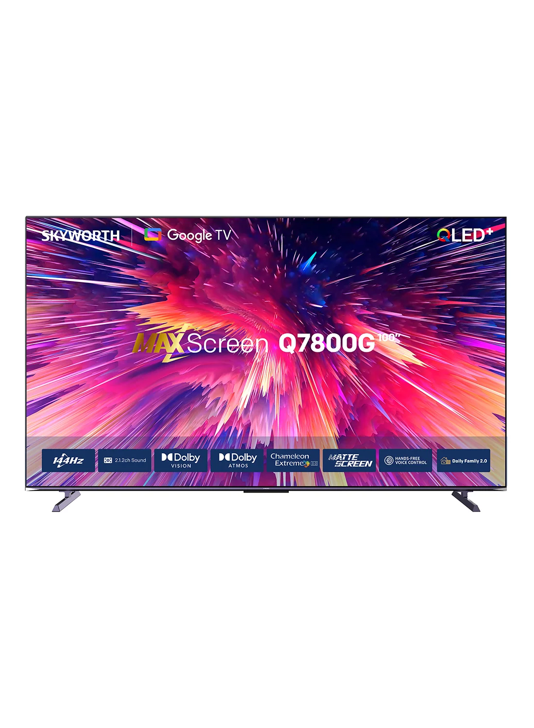 Premium 100-inch 4K QLED Smart TV with Dolby Vision and Atmos, 144Hz Refresh Rate, 60W Audio, HDMI 2.1, 32GB Storage (Black, 254 cm) ied7n