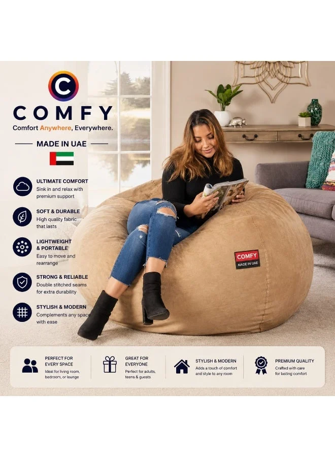 Premium Velvet Bean Bag Chair for Adults (Beige, 100 cm) qz3zs