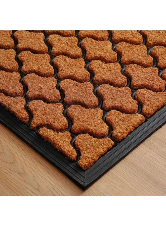 Pan Home Brice Door Mat Heavy-Duty Coir Entrance Rug (Natural/Black, 60x120 cm) 5u40y