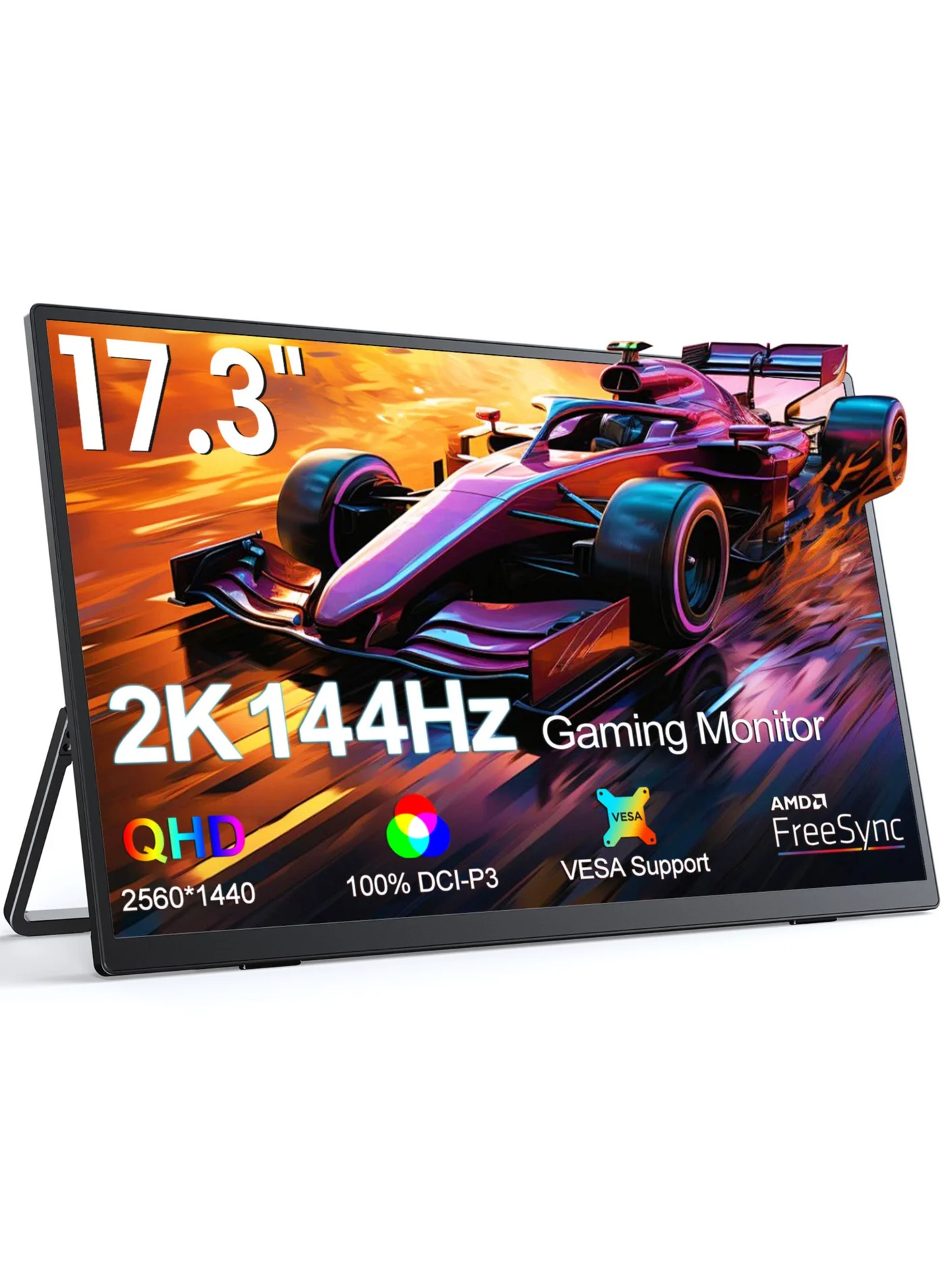Portable Gaming Monitor 17.3 Inch QHD 144Hz IPS Display with USB-C and Mini HDMI for Laptop and Console (17.3 Inch) nvtpo