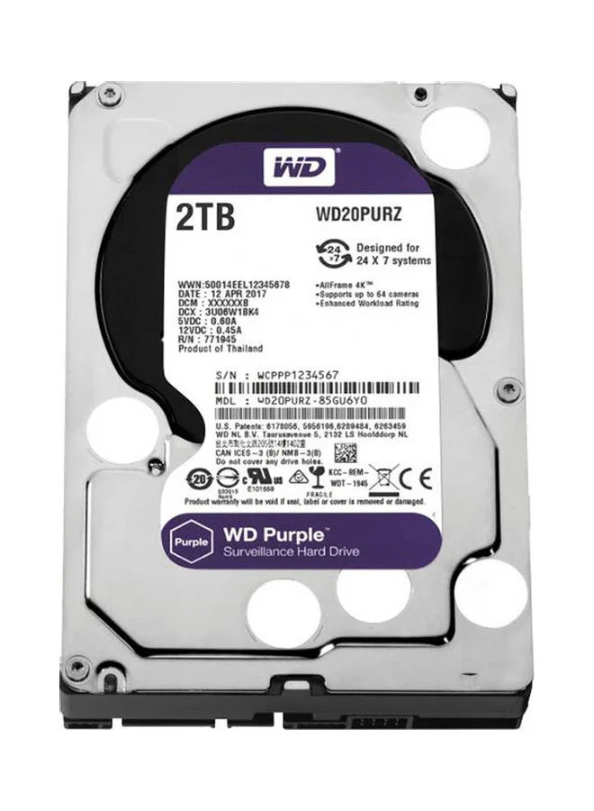 Premium Surveillance Hard Drive 2TB 3.5-inch SATA 6Gb/s 5400 RPM Internal Storage (Purple) 8qioa