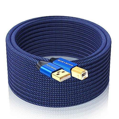 Premium USB 2.0 Printer Cable High-Speed Data Transfer Cord Type A to Type B (Blue, 914 cm) td68d