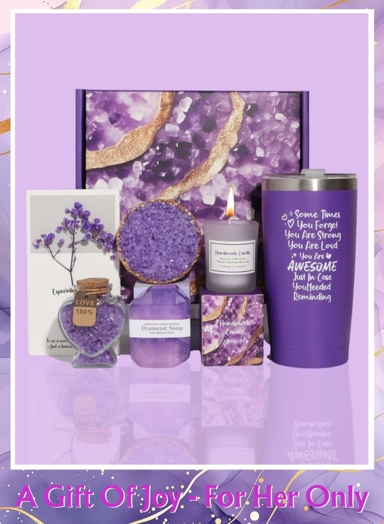 Reva Luxury Spa Gift Set for Women ¨C Premium Self-Care Relaxation Collection for Birthday, Anniversary, Eid & Ramadan (Purple, 5-Piece Set) fywaf