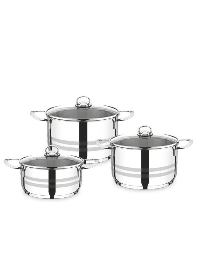 Premium Stainless Steel Stockpot Set Professional Cooking Pots (Silver, 6-Piece Set) v43zt