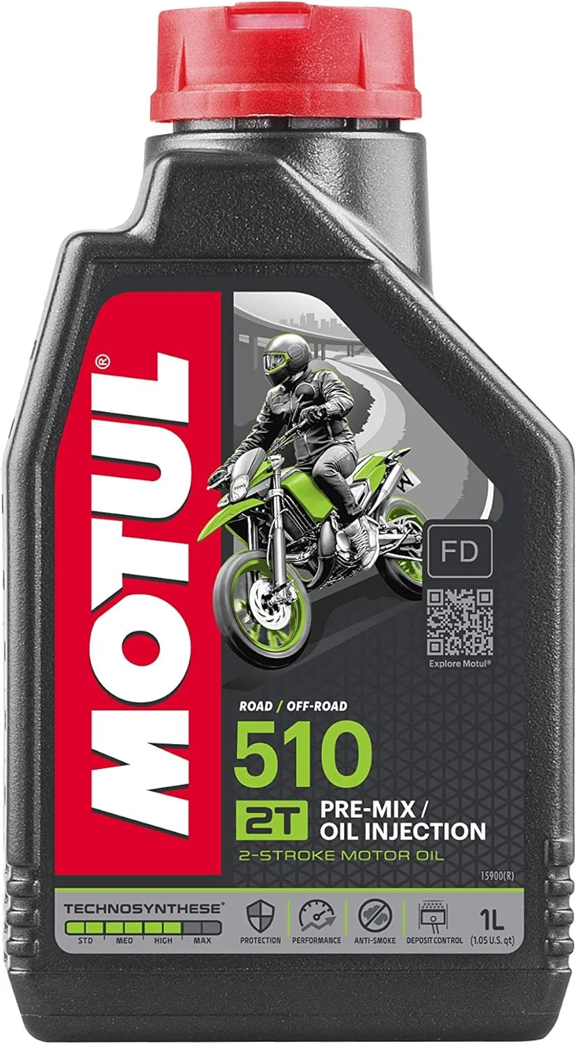 Motul 510 2T Semi-Synthetic 2-Stroke Engine Oil for Pre-Mix and Oil Injection Systems (1 Liter) x3feo