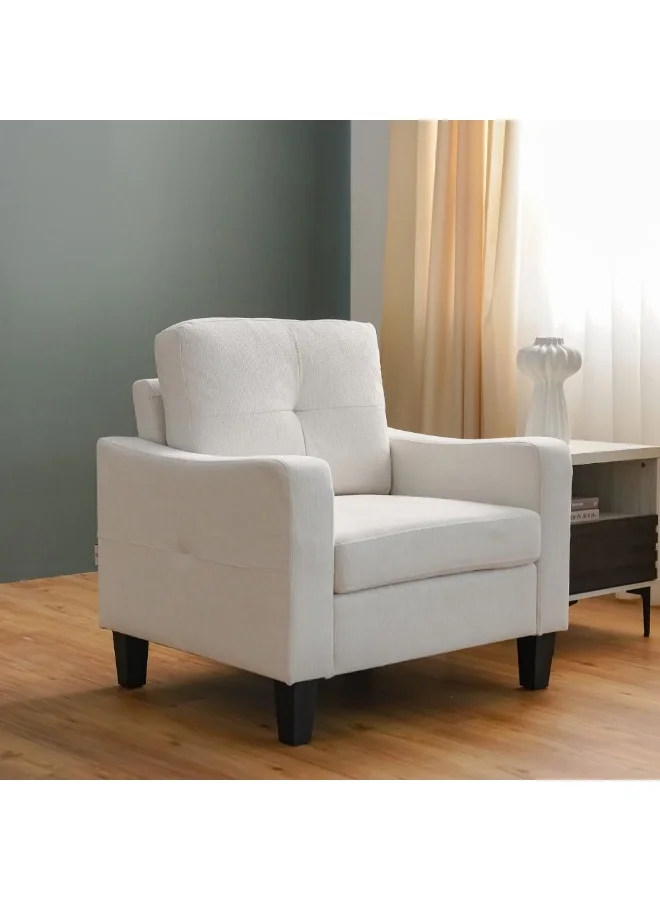 Danube Home Supreme 1 Seater Fabric Accent Chair Modern Living Room Armchair (Cream, 91x80x88cm) 0miad