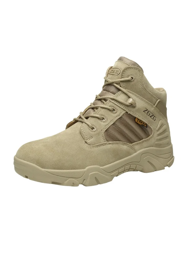 NIBEMINENT Men's Steel Toe Work Boots Industrial Safety Footwear Wear-Resistant Desert Combat Boots (Brown, 42 EU) 5u55z