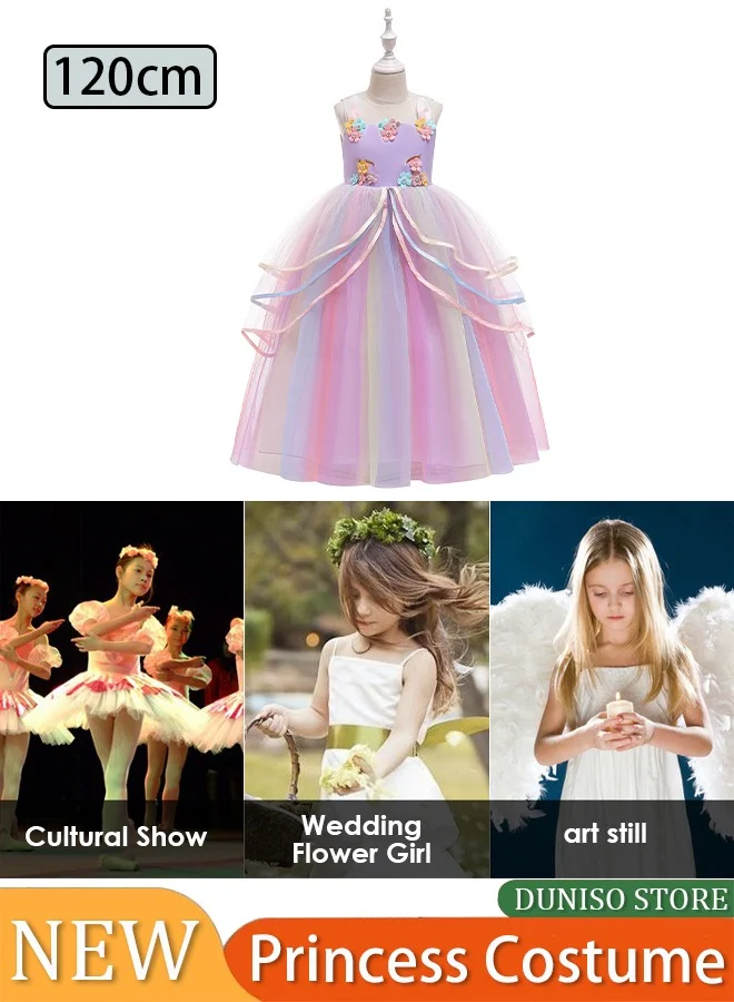 Loquat Unicorn Princess Costume for Girls Tulle Fancy Dress for Birthday Party and Carnival (120cm) p89as
