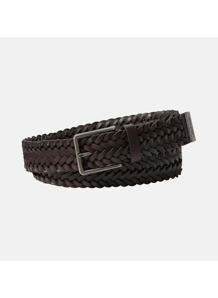 Premium Braided Full-Grain Leather Belt for Men (Brown, 110 cm) z27o4