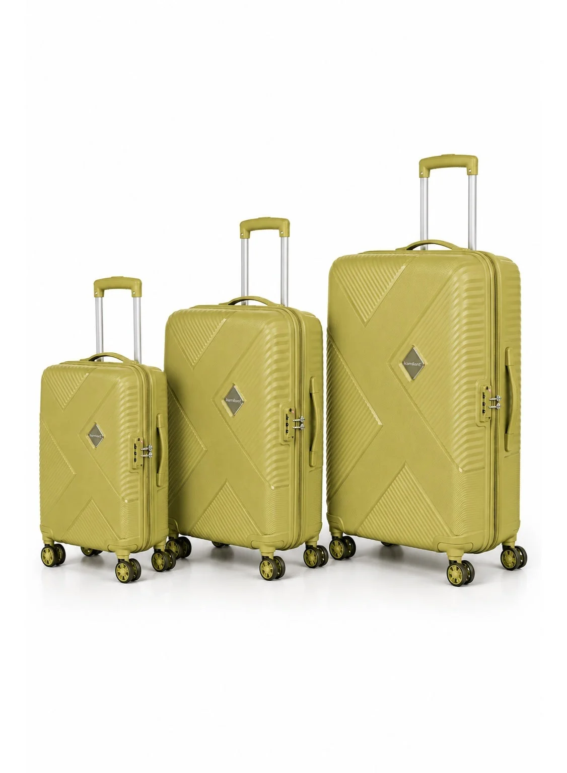 Endevour Spinner Luggage 3-Piece Set (55 cm, 68 cm, 79 cm) Hard Shell Polypropylene Travel Suitcase with TSA Lock (Cress Green) 62epq