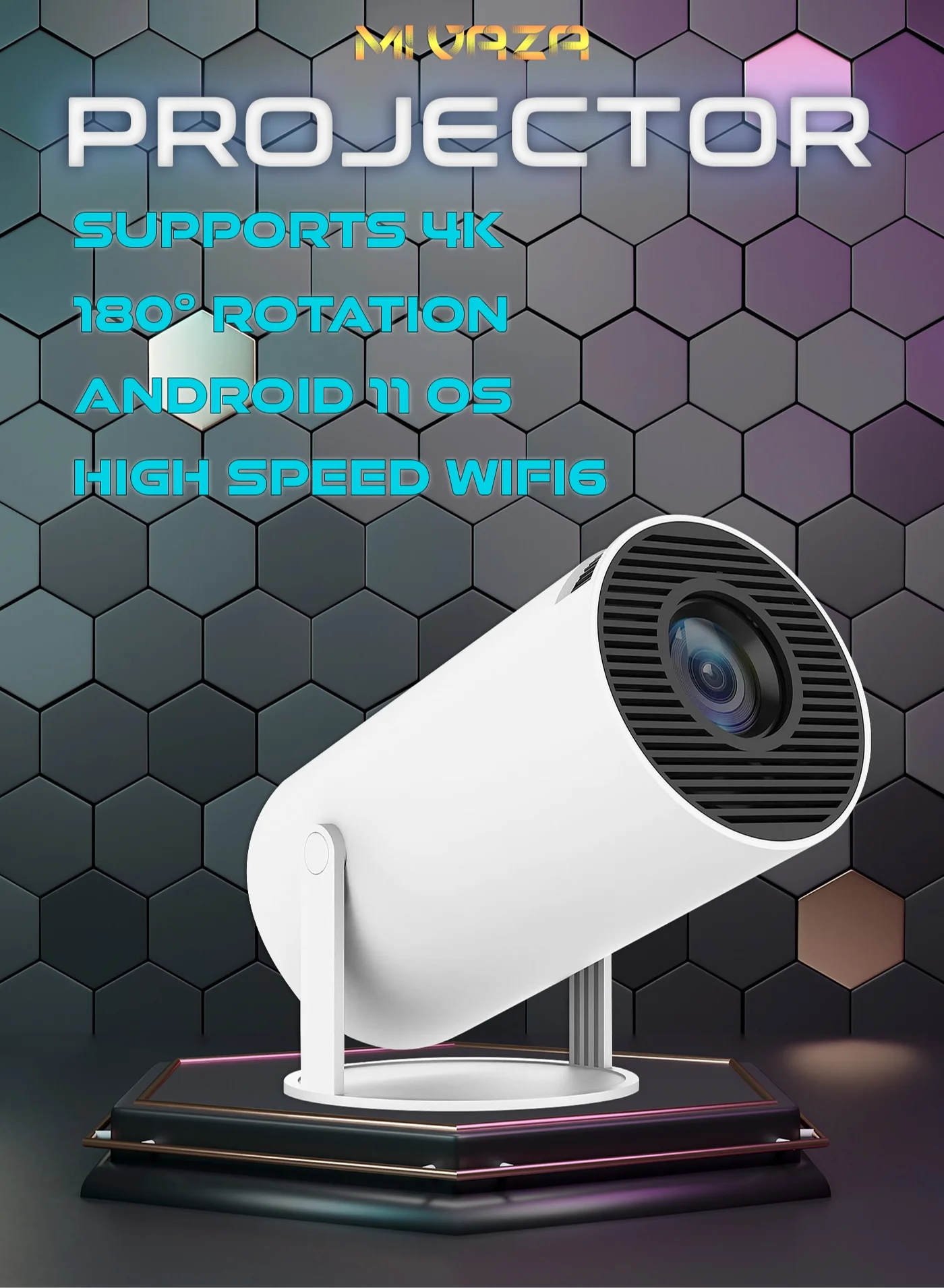 Mi VAZA Portable Smart Projector 5G WiFi Android 11.0 Full HD Home Theater System (130 Inches, White) i98g2