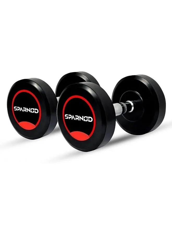 Sparnod Fitness Round Rubber Coated Dumbbells Set with Metal Handle for Strength Training and Body Workout (35 kg) bg2lm