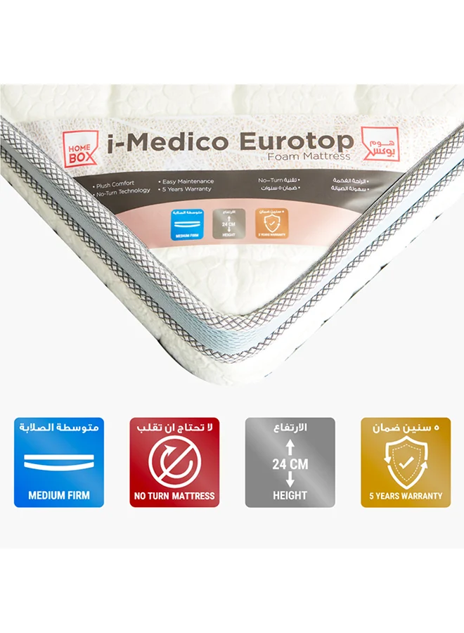 Home Box Eurotop Single Rebonded Foam Mattress (Firm Support, 200x90x24cm) ahss7