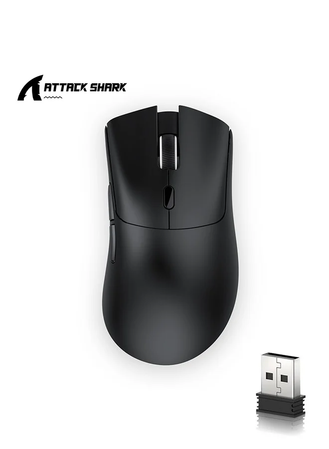 Attack Shark R1 Wireless Gaming Mouse Tri-Mode Connection 18K DPI Optical Sensor Lightweight Ergonomic Design for PC and Laptop (Black) thp4j