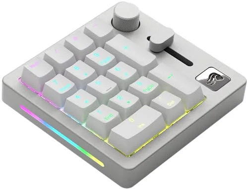 Premium Mechanical Numpad 10-Key Programmable Keypad with RGB Backlit and Volume Control (White, Wired/Wireless Bluetooth) frm66