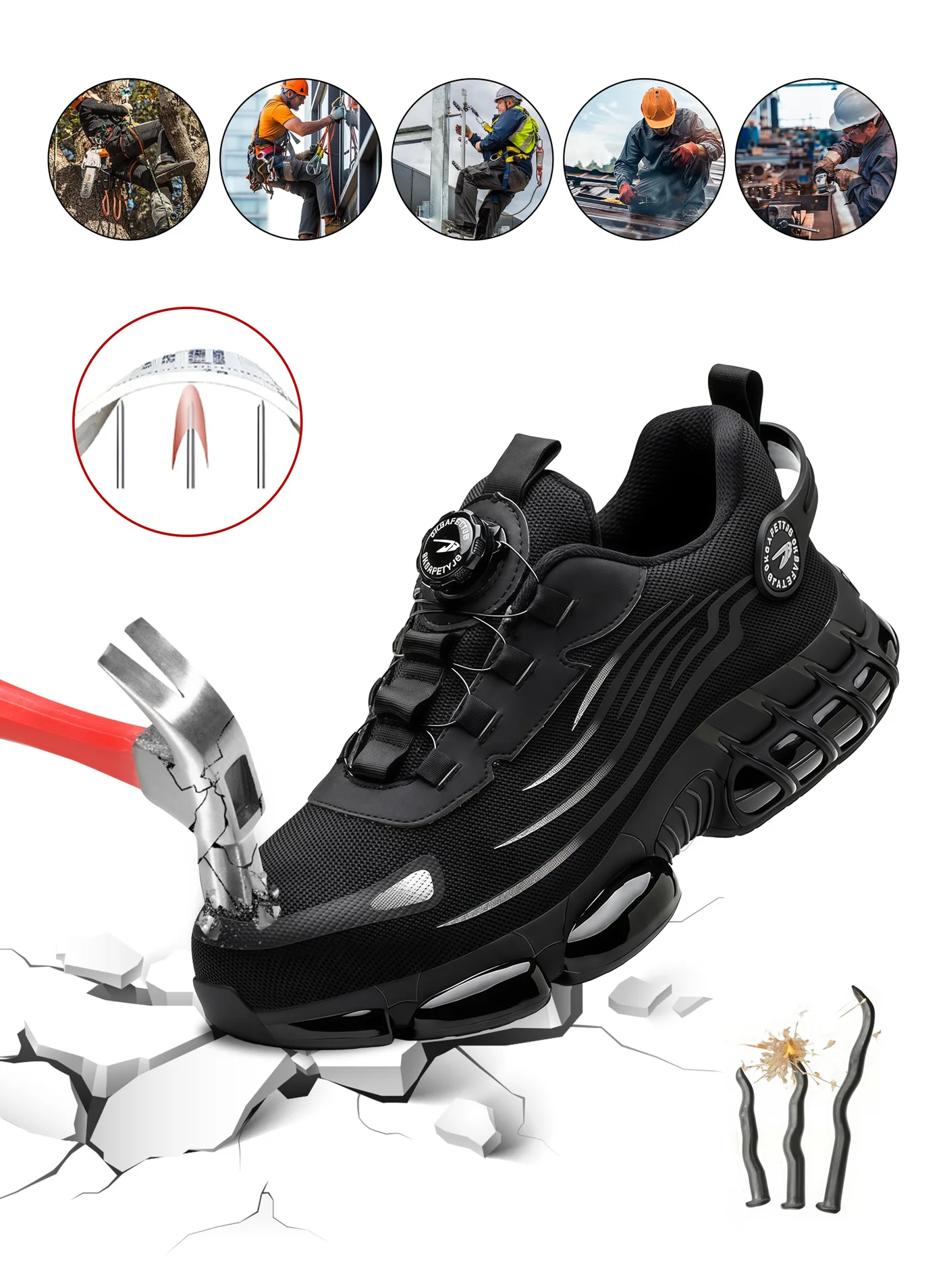 9KSAFETYJB Steel Toe Safety Shoes for Men, Lightweight Puncture-Proof Work Footwear for Construction and Warehouse (44 EUR) hgjjc