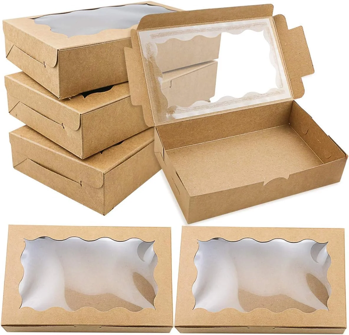 HZYH Kraft Paper Cookie Boxes with Clear Window, Premium Dessert Packaging for Weddings and Parties (30 Pack) 86suo