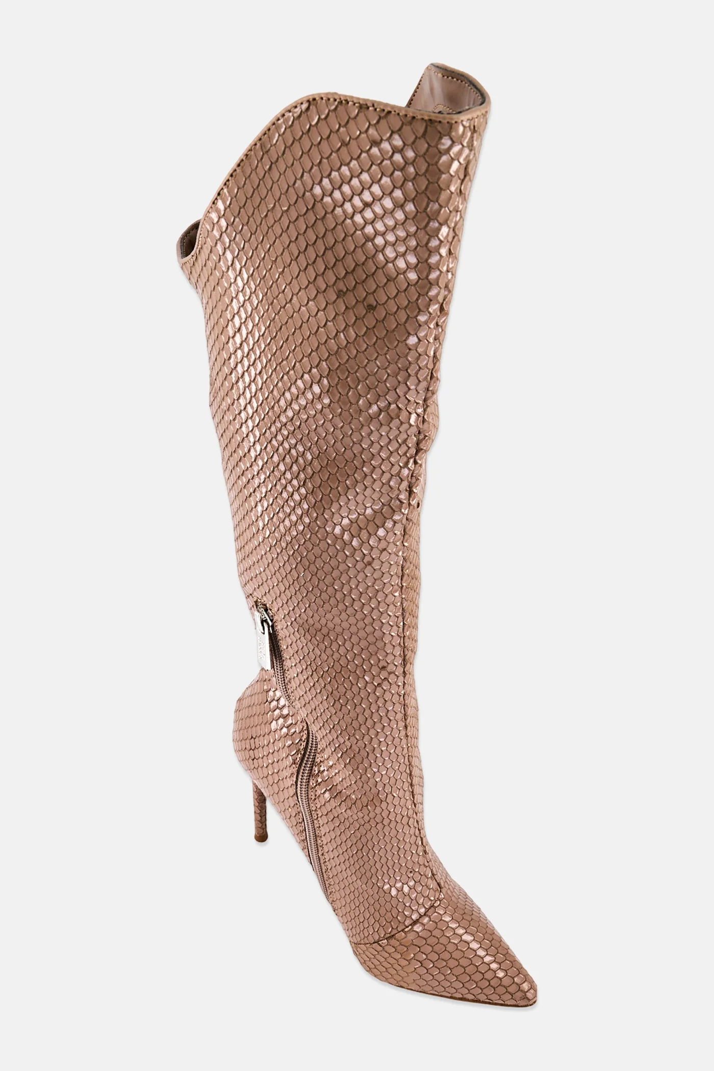 Premium Women Calf Length Boots Zipper Closure Elegant Footwear (Taupe, 38) 3e753