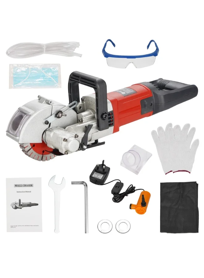 GearZone Electric Wall Groove Cutting Machine 4800W High-Power Wall Chaser with 4 Saw Blades for Concrete and Brick (38mm Cutting Depth) cc0pi