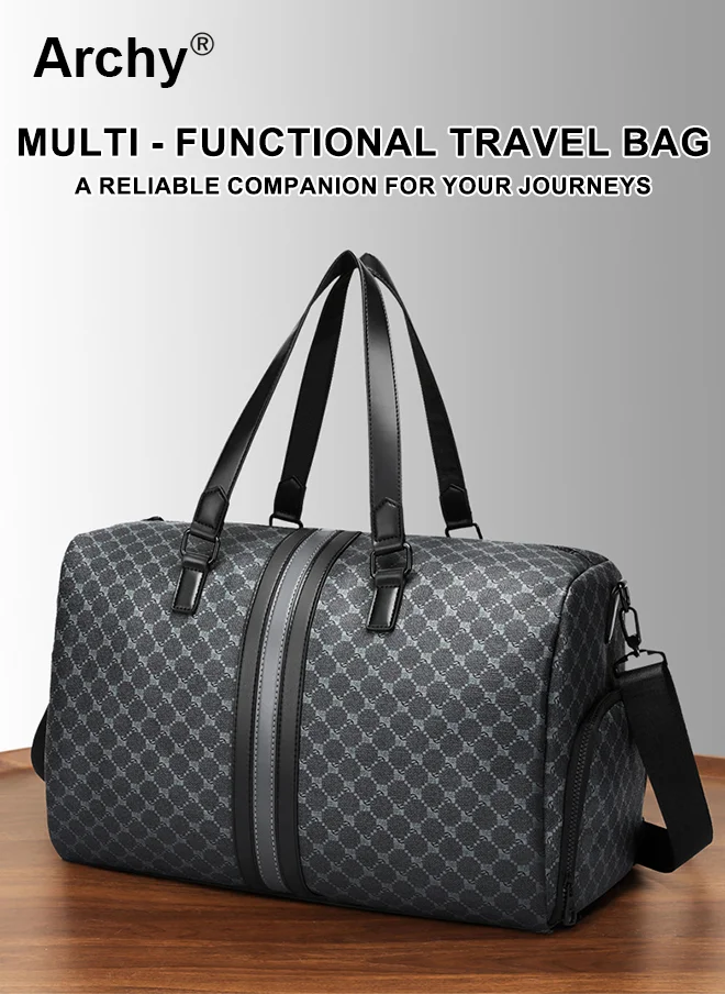 Archy Multi-Way Travel Duffle Bag Large Capacity Weekender with Shoe Compartment Water-Resistant for Gym and Trips (Black, 50 cm) 2oib3