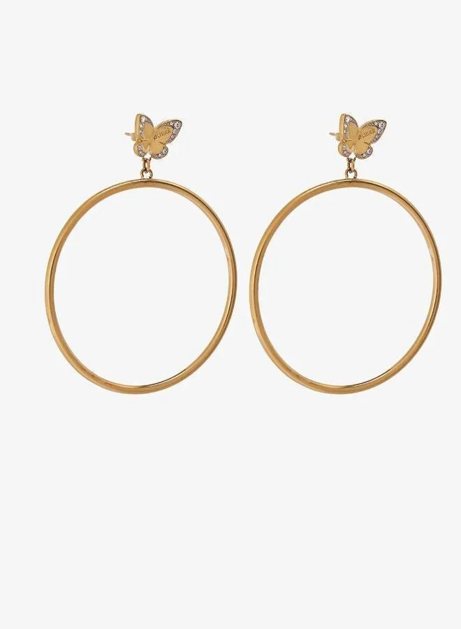 Premium Butterfly Crystal Hoop Earrings Elegant Jewelry Accessory for Women (Gold Tone, 3 cm) 3m5on