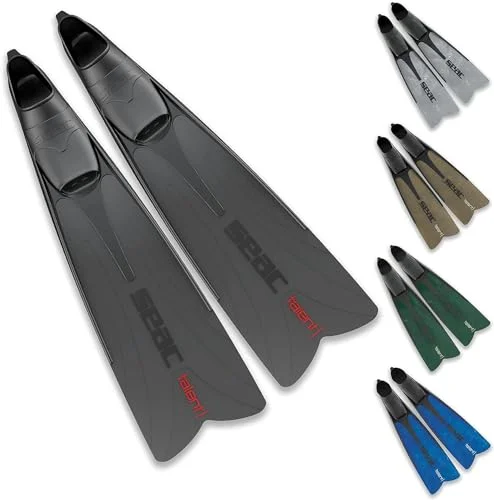 Talent Mid-Long Fins for Spearfishing and Free Diving (Black, Adult) d3r42