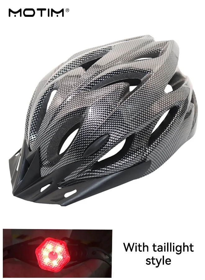 Motim Cycling Helmet with Integrated Night Light Lightweight Breathable Safety Gear for Mountain Road Bike and Scooter (Adjustable Size) oui9o