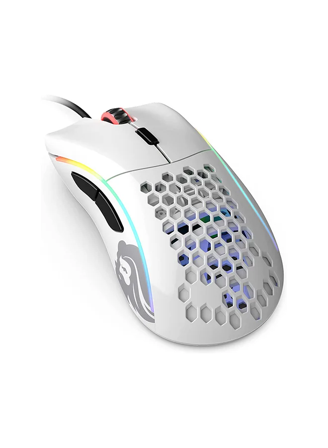 Premium Lightweight Honeycomb Gaming Mouse RGB Wired PC Mouse (Glossy White, 62 g) jvqr6