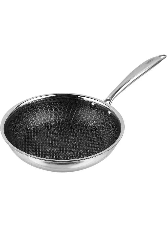 VINOD Pro Platinum Triply Stainless Steel Hybrid Non-Stick Frypan (20 cm, 1.3 L) 0o1eq