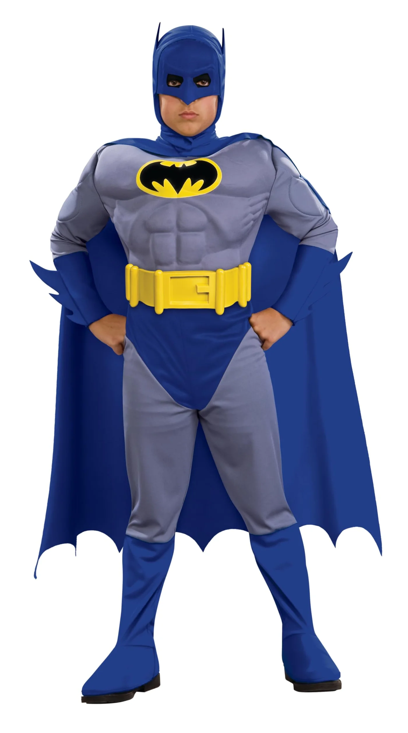 Premium Muscle Chest Superhero Costume for Kids Deluxe Padded Outfit for Themed Parties and Halloween (Blue, Toddler) p4om5