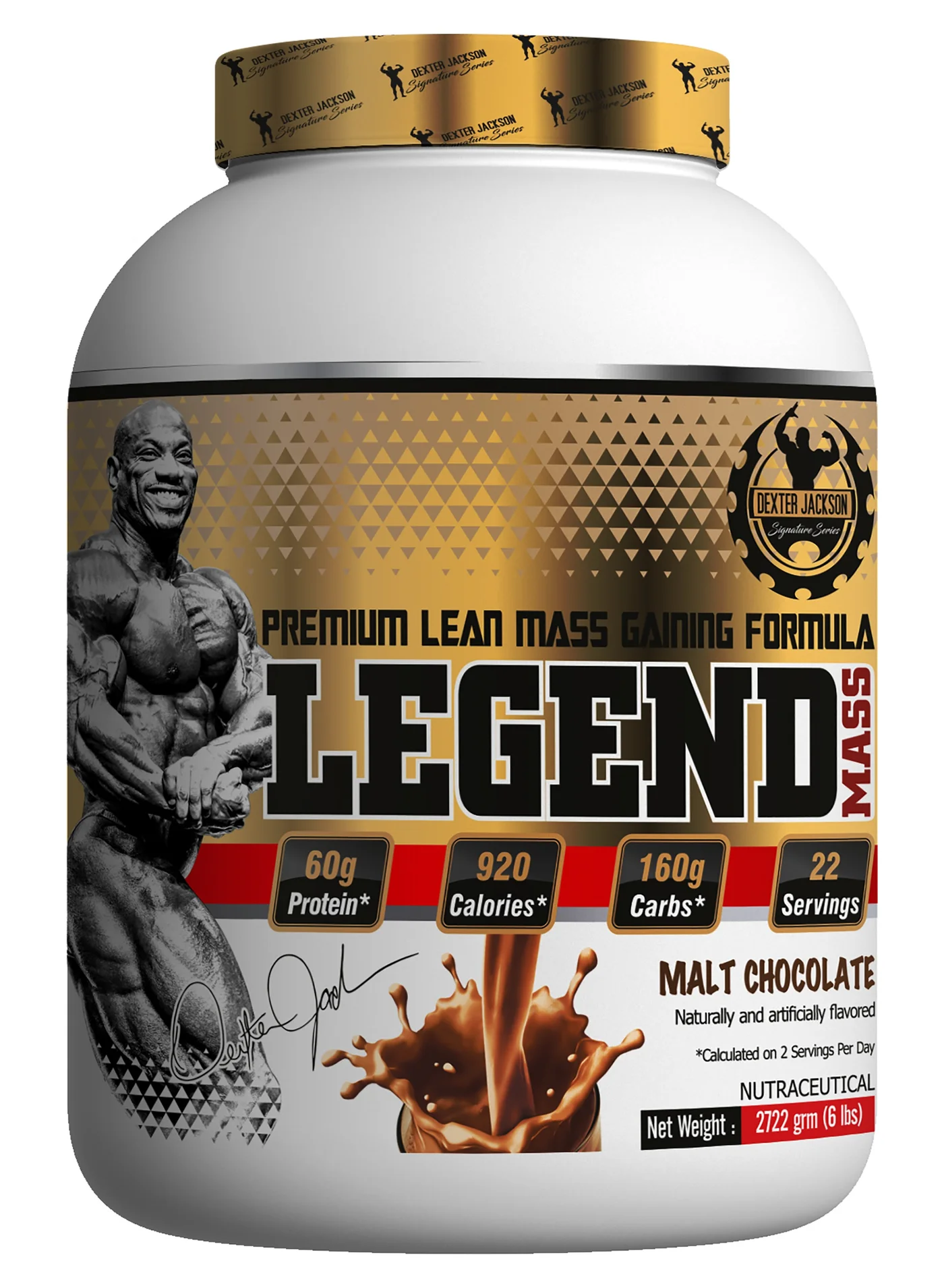 DEXTER JACKSON Gold Series Legend Mass Gainer Premium Lean Formula (Malt Chocolate, 2.72 kg) hw8w0