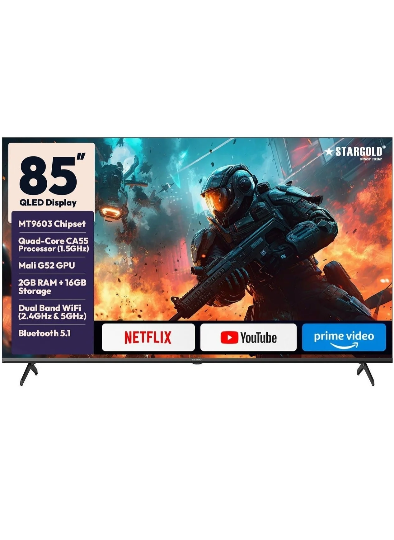 STARGOLD 85 Inch 4K UHD QLED Smart TV Frameless Ultra-HD Television with Dolby Vision and Atmos (85 Inch) fuhif