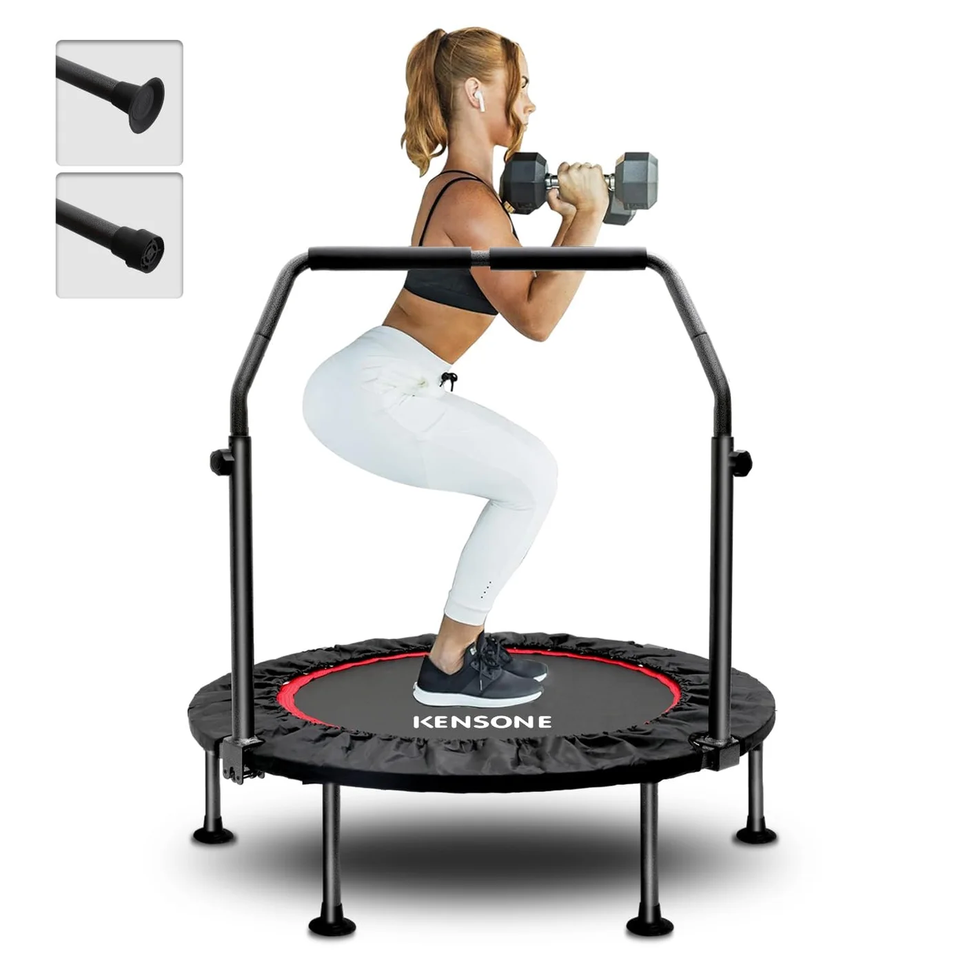 FREEDARE 40-inch Foldable Mini Trampoline, Professional Fitness Rebounder with Adjustable Foam Handle for Indoor and Garden Workout (102 cm) wjwnk